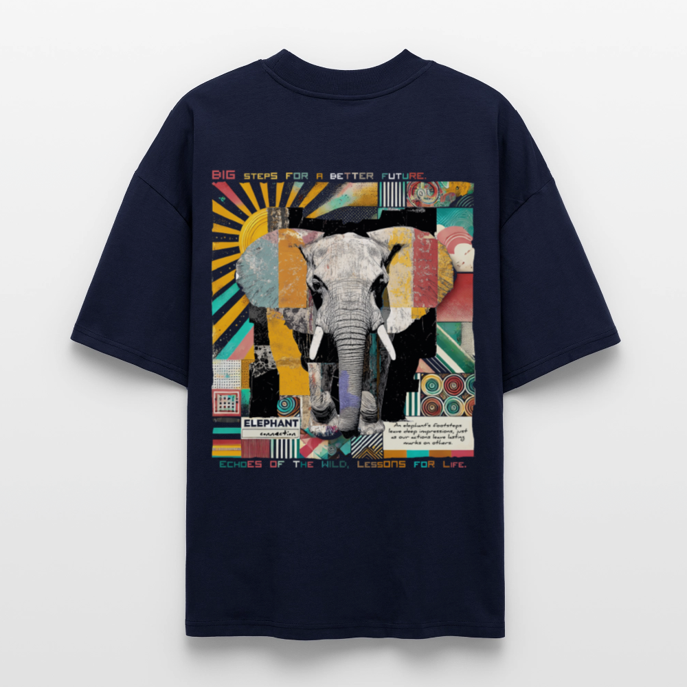 Thanatain, Elefant, 1st | Blaster, Oversize Bio T-Shirt, Unisex - Navy