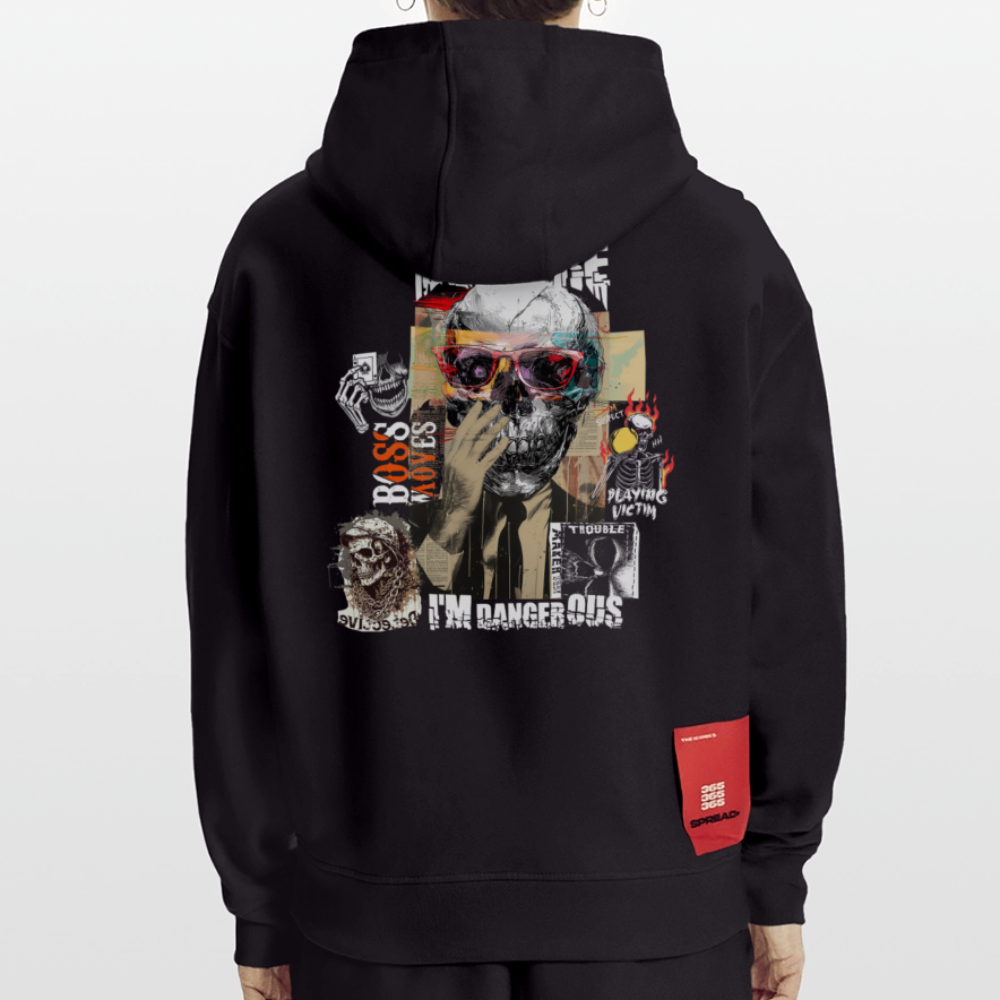 Saxnot, Totenkopf, 1st | Heavyweight Oversized Bio Hoodie, Unisex - SOLID BLACK