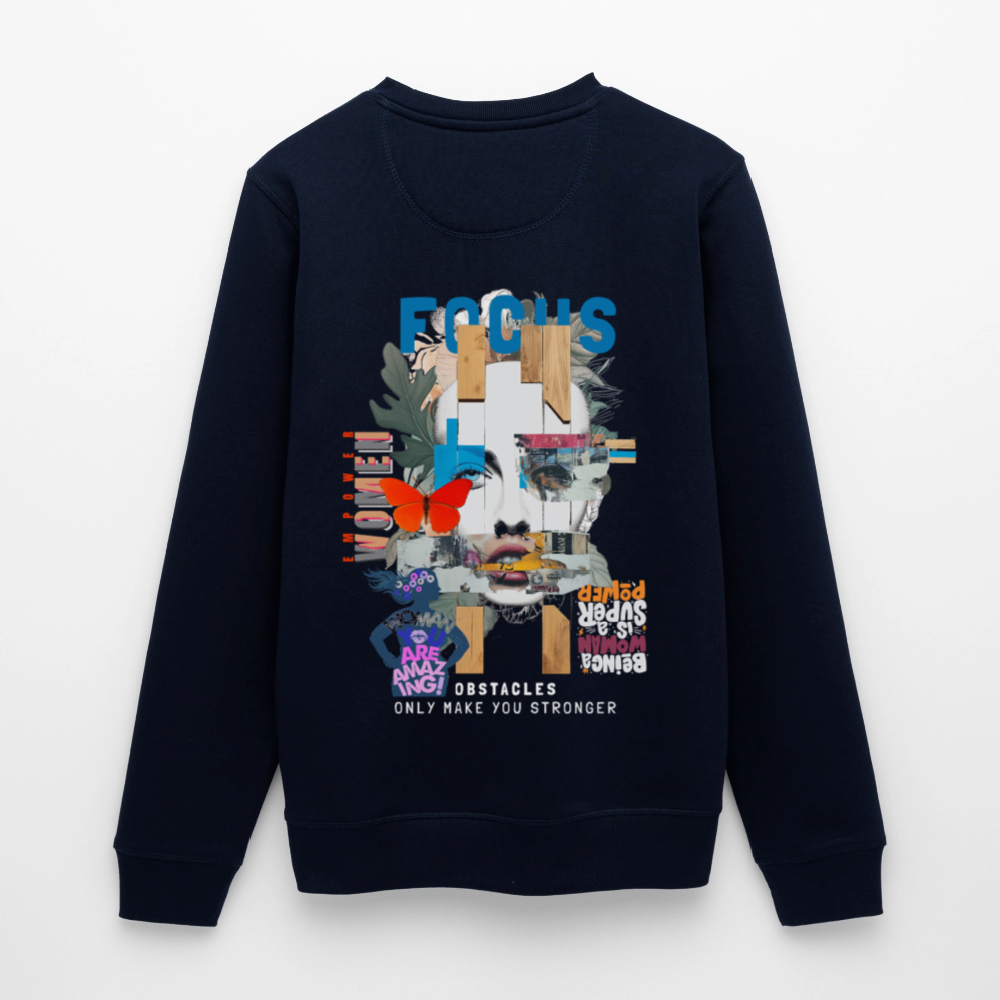 Nerthus, Gesicht, 1st | Roller, Unisex Bio-Sweatshirt - Navy