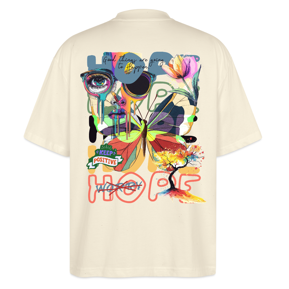 Tenebris, Schmetterling, 1st | Blaster, Oversize Bio T-Shirt, Unisex - Weißgrau