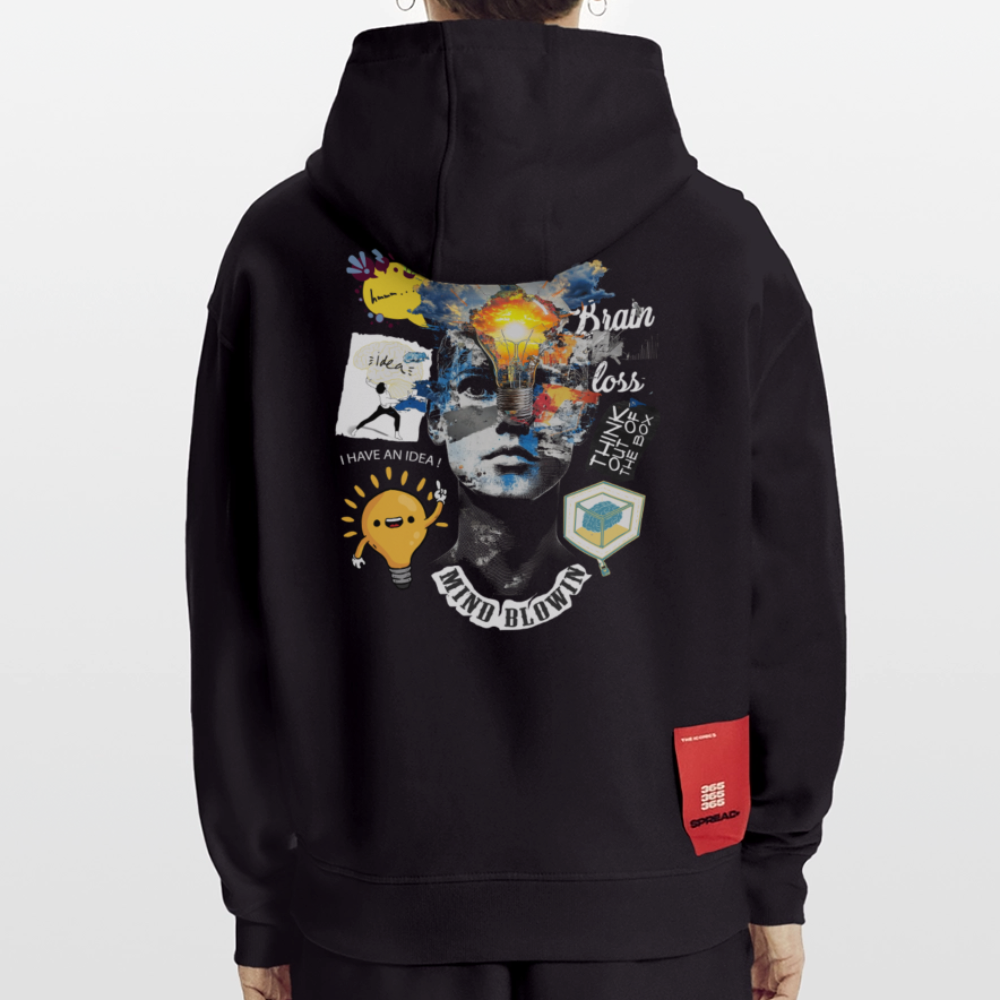 Rhean, Glühbirne, 1st | Heavyweight Oversized Bio Hoodie, Unisex - SOLID BLACK