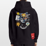 Rhean, Glühbirne, 1st | Heavyweight Oversized Bio Hoodie, Unisex - SOLID BLACK