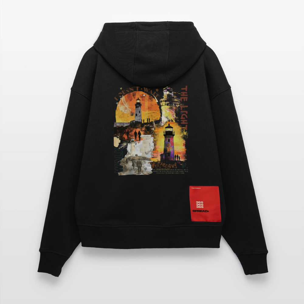 Morian, Leuchtturm, 1st | Heavyweight Oversized Bio Hoodie, Unisex - SOLID BLACK