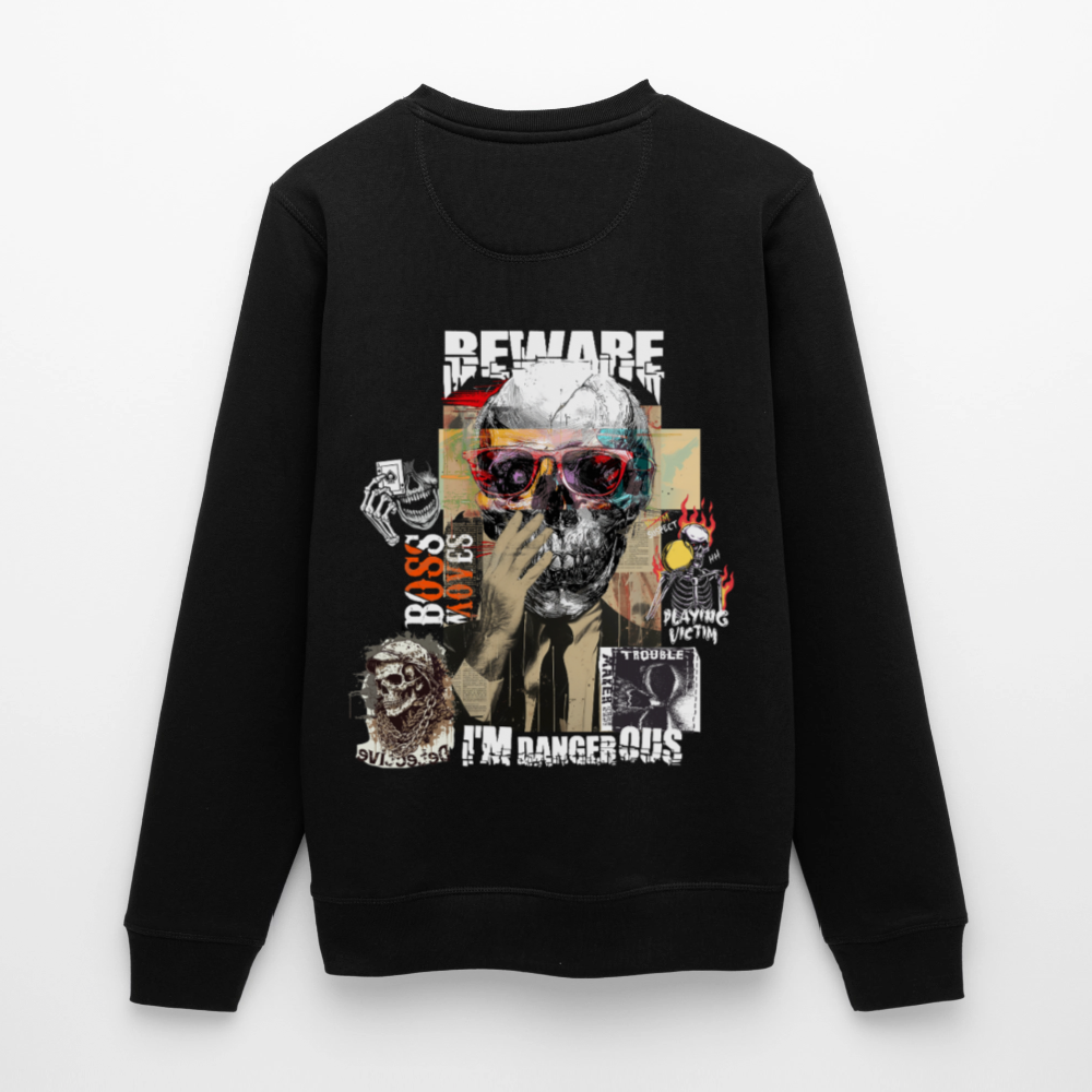Saxnot, Totenkopf, 1st | Roller, Unisex Bio-Sweatshirt - Schwarz