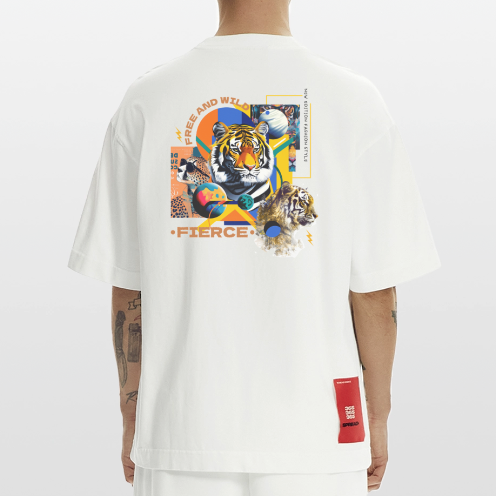 Kepleris, Tiger, 1st | Heve, Heavyweight Oversized Bio T-Shirt, Unisex - OFF WHITE