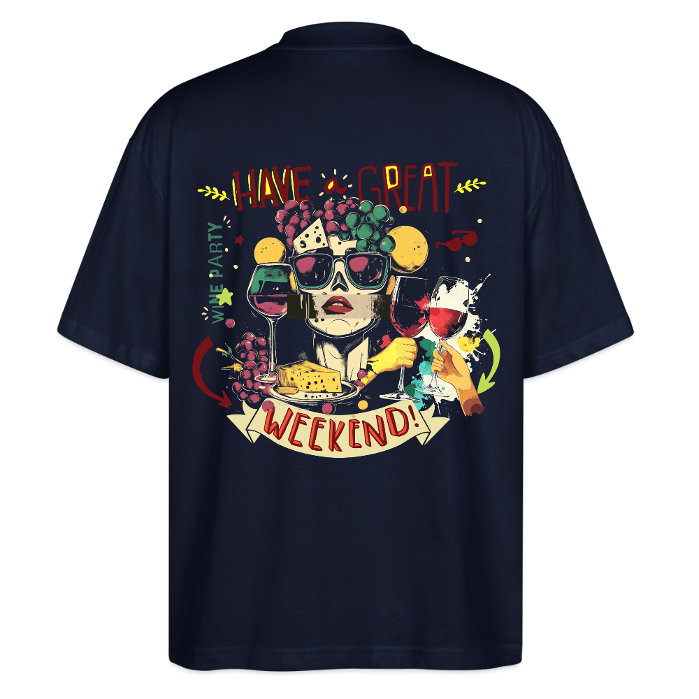Ruh, Trauben, 1st | Blaster, Oversize Bio T-Shirt, Unisex - Navy
