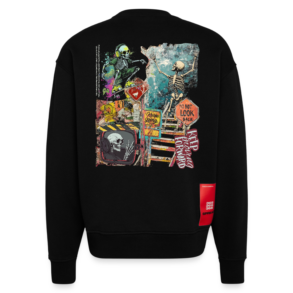 Tangaroa , Skelet, 1st | Heavyweight Oversized Bio Sweater, Unisex - SOLID BLACK