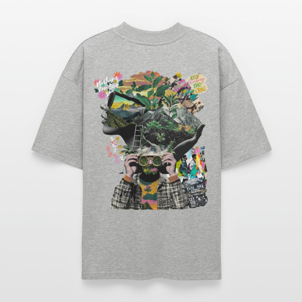 Oceani, Berge, 1st | Blaster, Oversize Bio T-Shirt, Unisex - Grau meliert