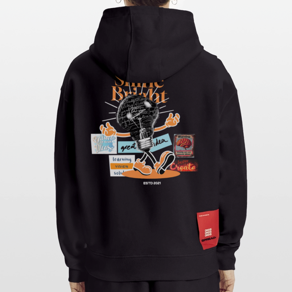 Gulperî, Glühbirne, 1st | Heavyweight Oversized Bio Hoodie, Unisex - SOLID BLACK