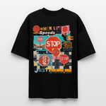 Solvarion2, Stopp, 1st | Blaster, Oversize Bio T-Shirt, Unisex - Schwarz
