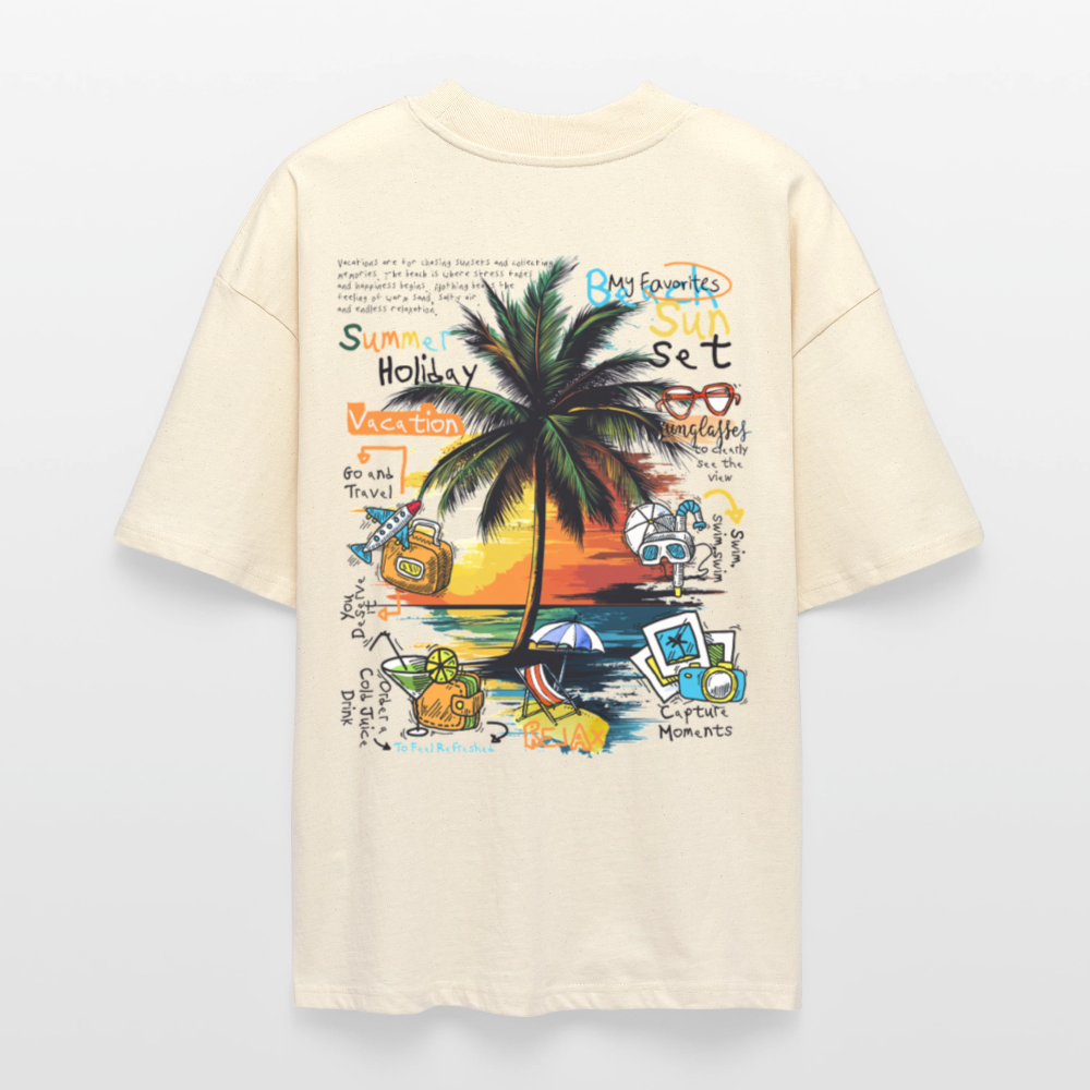 Magnarion, Palmen, 1st | Blaster, Oversize Bio T-Shirt, Unisex - Weißgrau