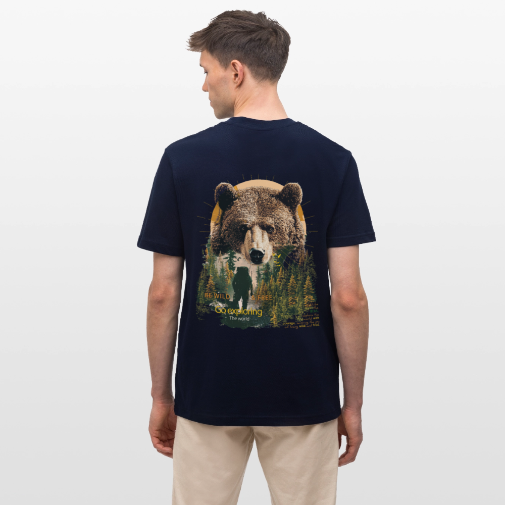 Ghadab, Bär, 1st | Essential, Relaxed Fit Unisex Bio T-Shirt - Navy