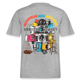 Zarethor, Kamera, 1st | Essential, Relaxed Fit Unisex Bio T-Shirt - Grau meliert