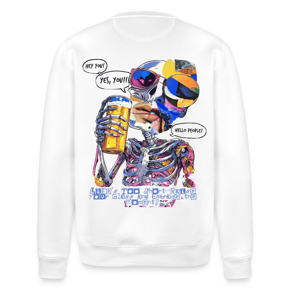 Vorthalos, Skelet, 1st | Roller, Unisex Bio-Sweatshirt - Weiß