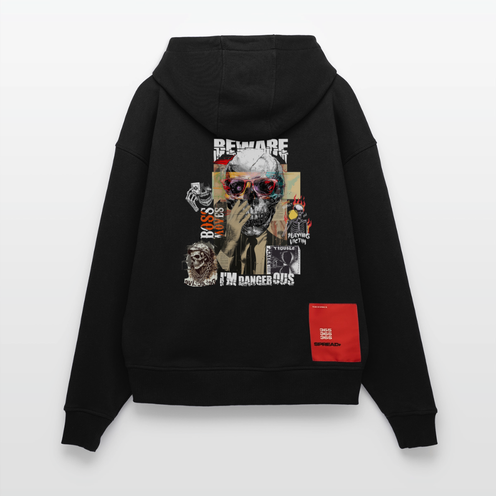 Saxnot, Totenkopf, 1st | Heavyweight Oversized Bio Hoodie, Unisex - SOLID BLACK