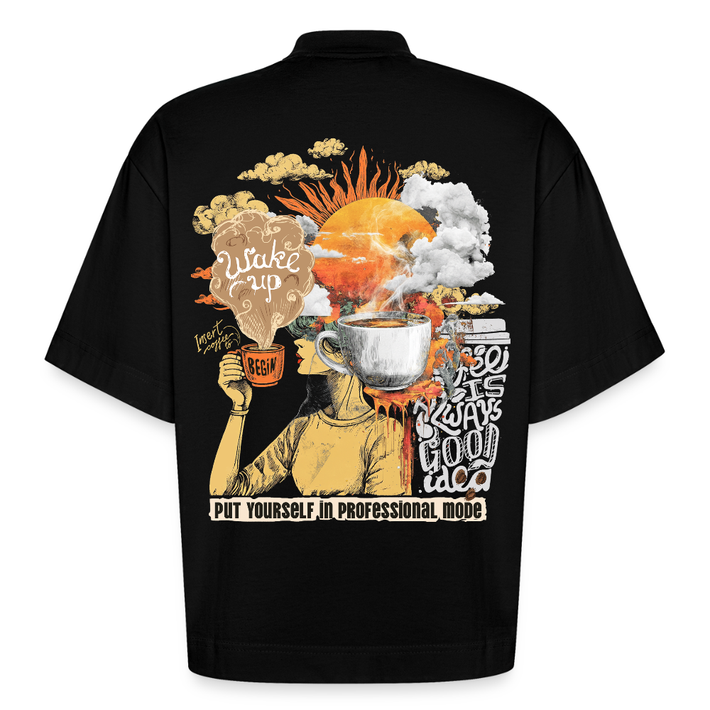 Artema, Kaffee, 1st | Boxy, Heavyweight Bio T-Shirt, Unisex - SOLID BLACK