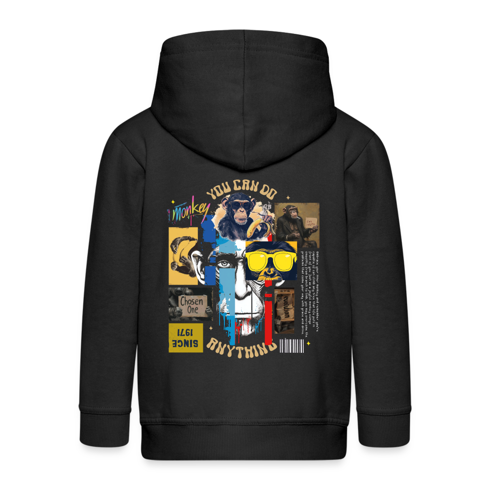 Xurjin, Affe, 1st | Kinder Zip Hoodie - Schwarz