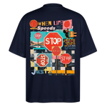 Solvarion2, Stopp, 1st | Blaster, Oversize Bio T-Shirt, Unisex - Navy