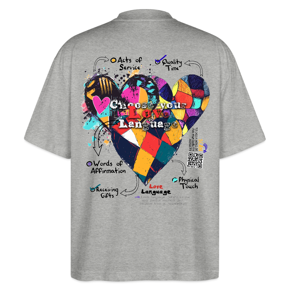 Baldurion, Herzen, 1st | Blaster, Oversize Bio T-Shirt, Unisex - Grau meliert