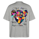 Baldurion, Herzen, 1st | Blaster, Oversize Bio T-Shirt, Unisex - Grau meliert