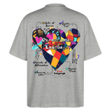 Baldurion, Herzen, 1st | Blaster, Oversize Bio T-Shirt, Unisex - Grau meliert