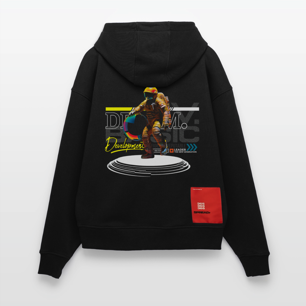 Şevrê, Astronaut, 1st | Heavyweight Oversized Bio Hoodie, Unisex - SOLID BLACK