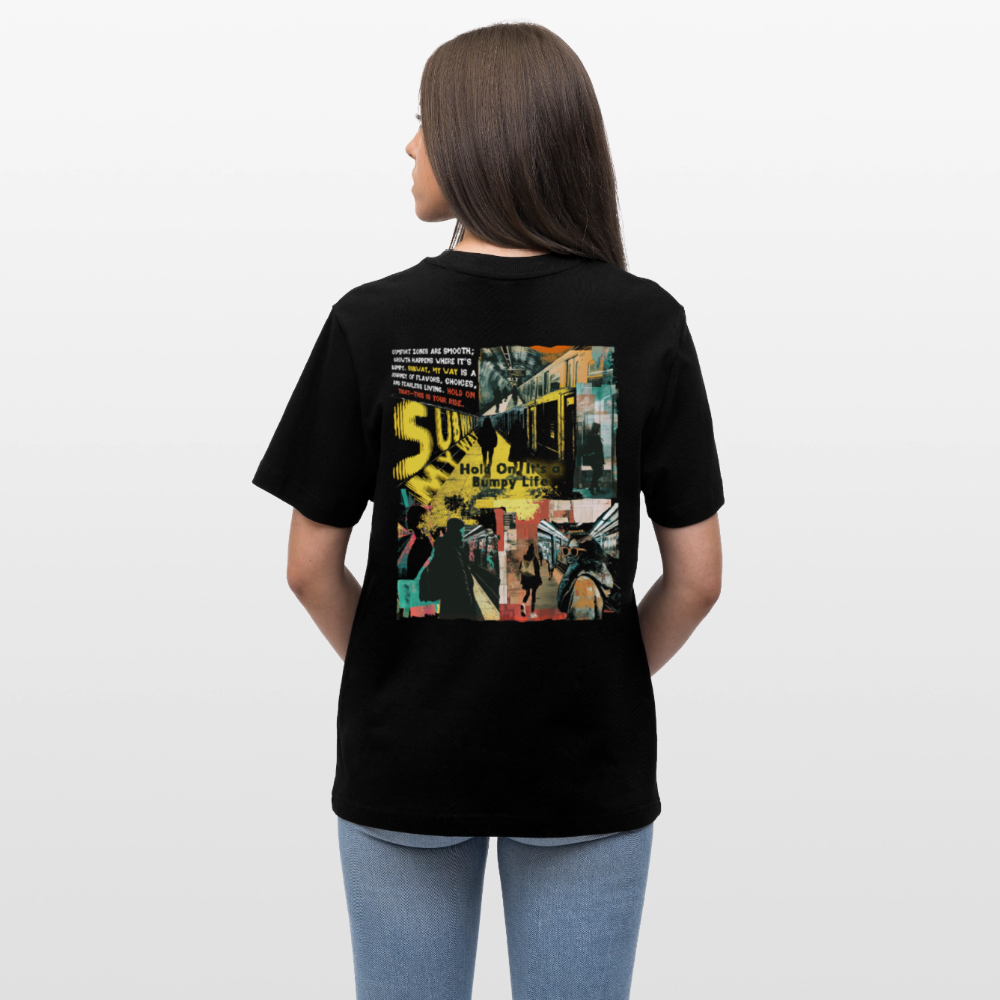 Dionyson, U-Bahn, 1st | Essential, Relaxed Fit Unisex Bio T-Shirt - Schwarz