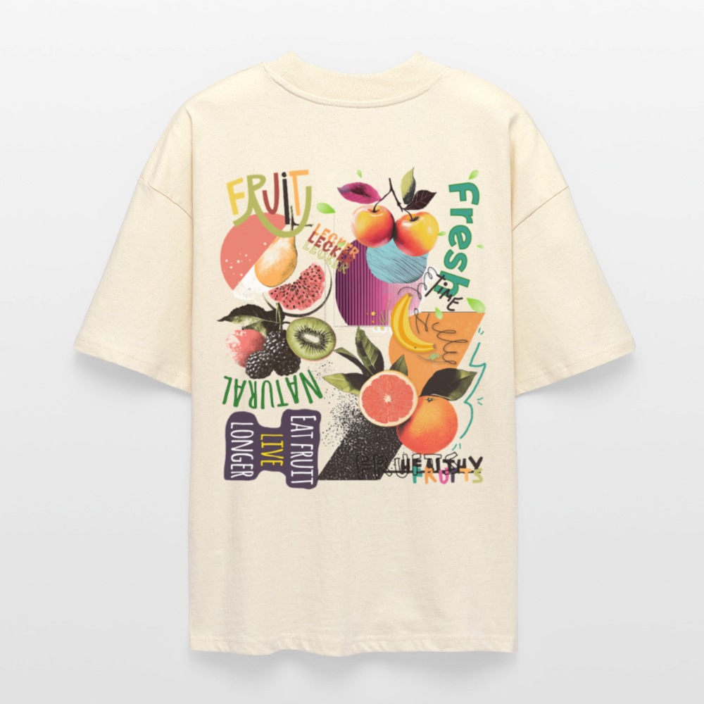 Xerathis, Obst, 1st | Blaster, Oversize Bio T-Shirt, Unisex - Weißgrau