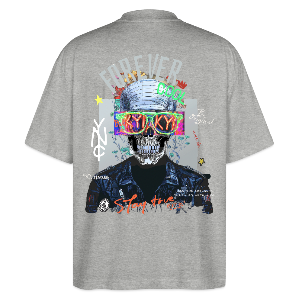 Fenriswolf, Totenkopf, 1st | Blaster, Oversize Bio T-Shirt, Unisex - Grau meliert