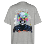 Fenriswolf, Totenkopf, 1st | Blaster, Oversize Bio T-Shirt, Unisex - Grau meliert