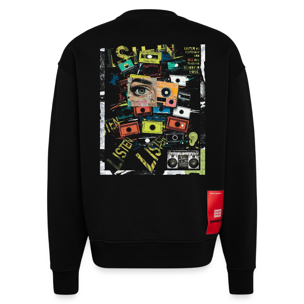 Shahzada, Kassetten, 1st | Heavyweight Oversized Bio Sweater, Unisex - SOLID BLACK