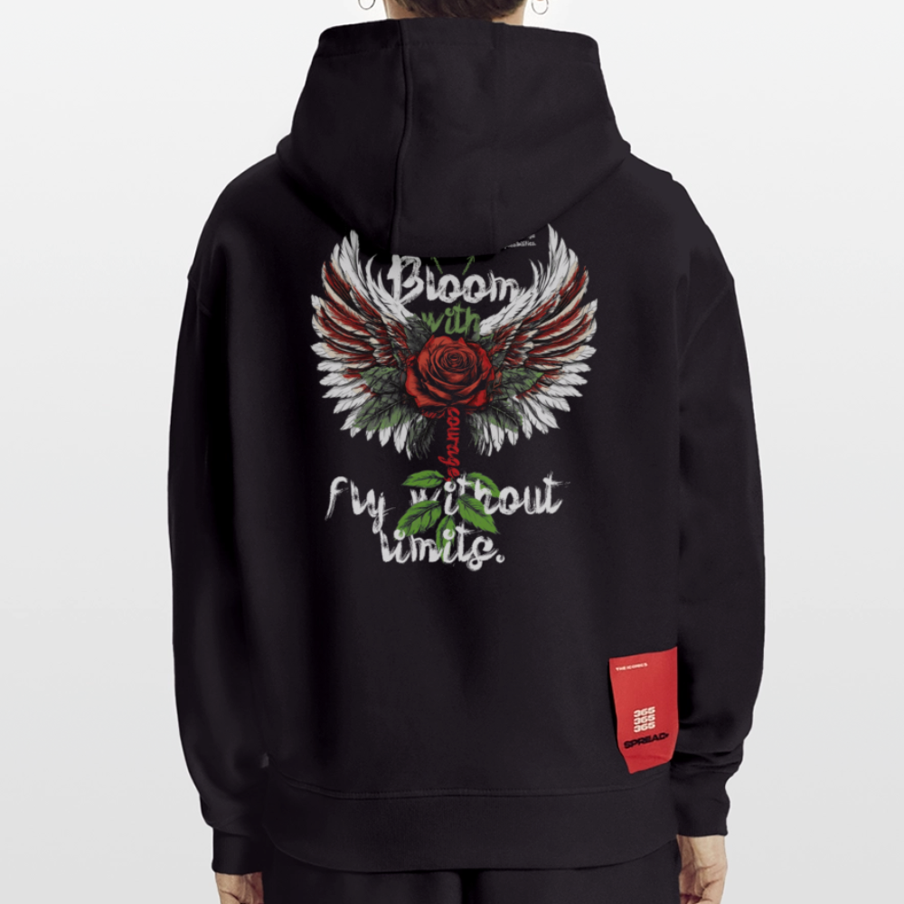 Amaterasu , Engelsflügel, 1st | Heavyweight Oversized Bio Hoodie, Unisex - SOLID BLACK