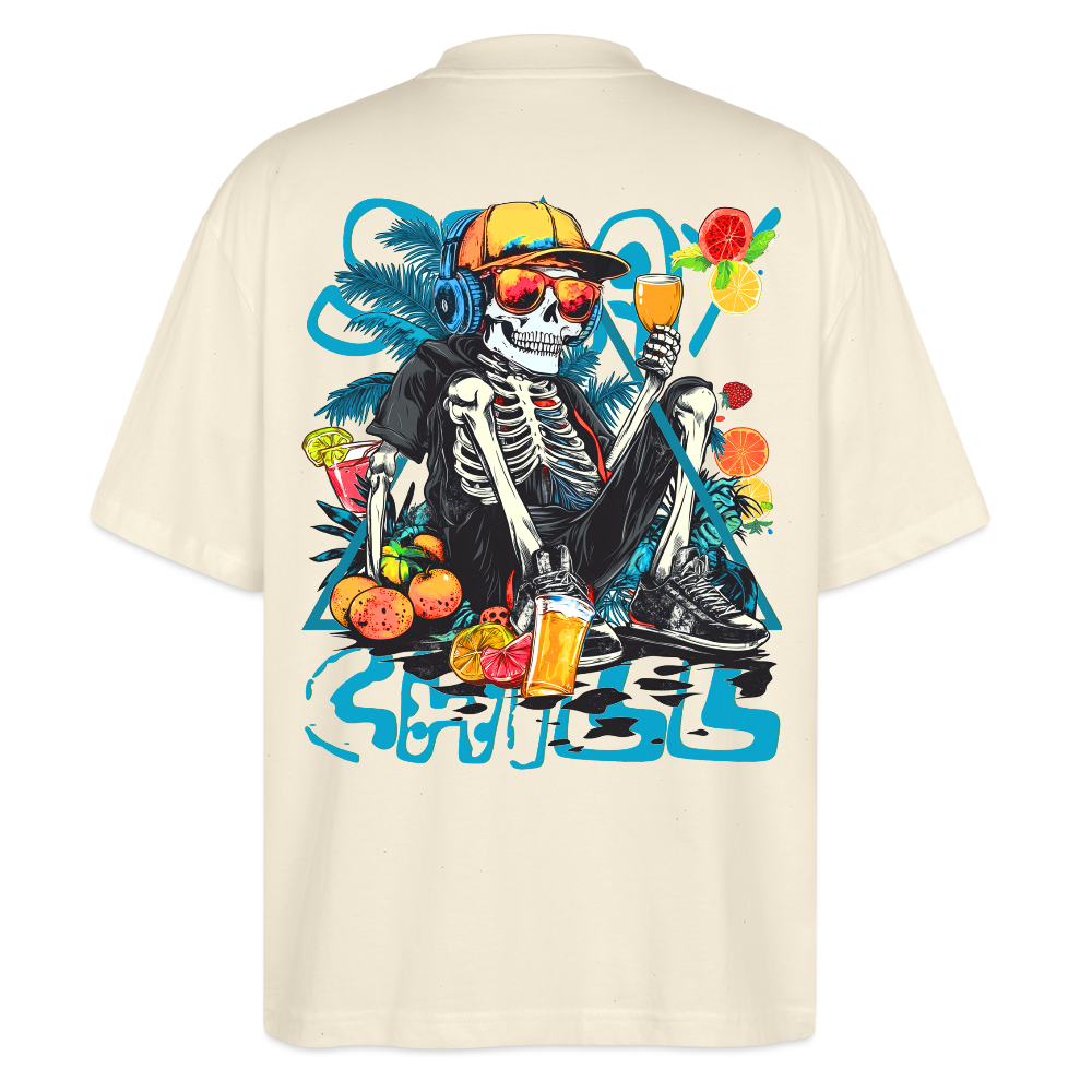 Calveron, Skelet, 1st | Blaster, Oversize Bio T-Shirt, Unisex - Weißgrau