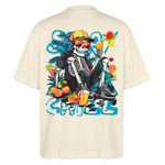 Calveron, Skelet, 1st | Blaster, Oversize Bio T-Shirt, Unisex - Weißgrau