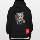 Nerthus, Gesicht, 1st | Heavyweight Oversized Bio Hoodie, Unisex - SOLID BLACK