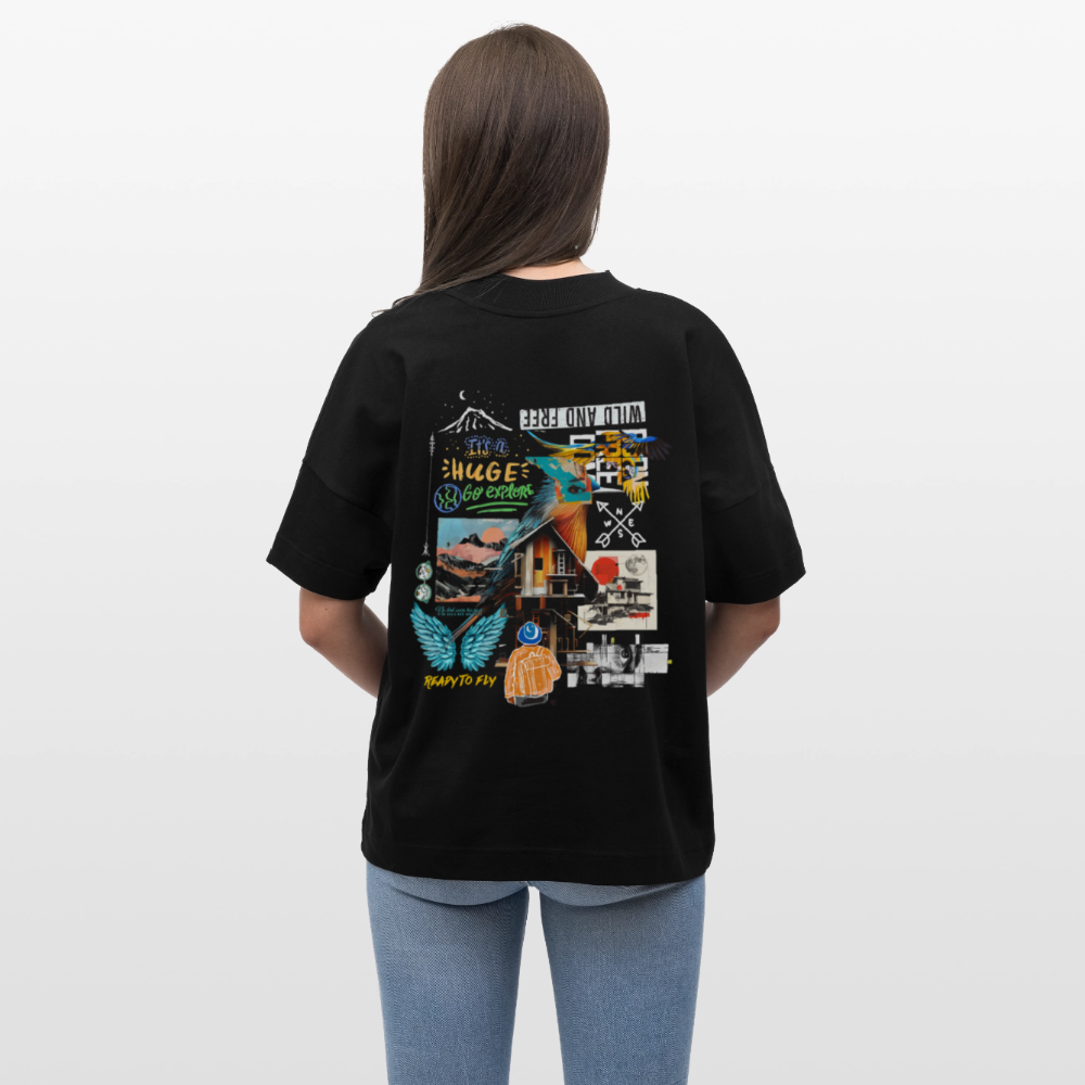 Nüwa, Wandern, 1st | Blaster, Oversize Bio T-Shirt, Unisex - Schwarz