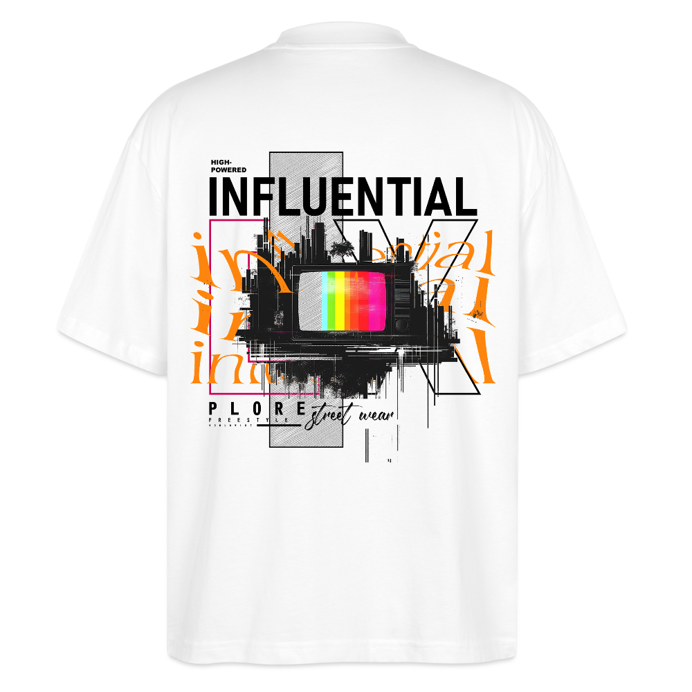 Flamethar, Fernseher, 1st | Blaster, Oversize Bio T-Shirt, Unisex - Weiß