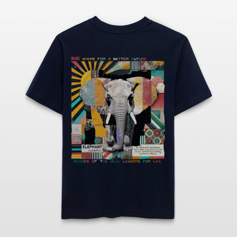Thanatain, Elefant, 1st | Essential, Relaxed Fit Unisex Bio T-Shirt - Navy