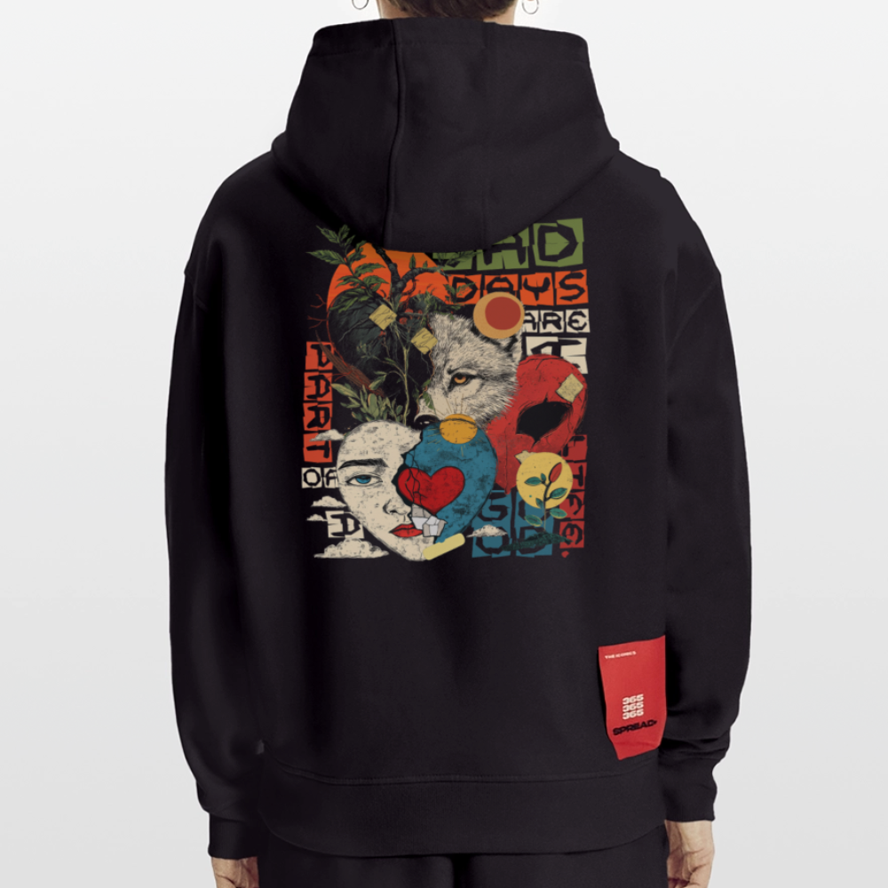 Eosan, Wolf, 1st | Heavyweight Oversized Bio Hoodie, Unisex - SOLID BLACK