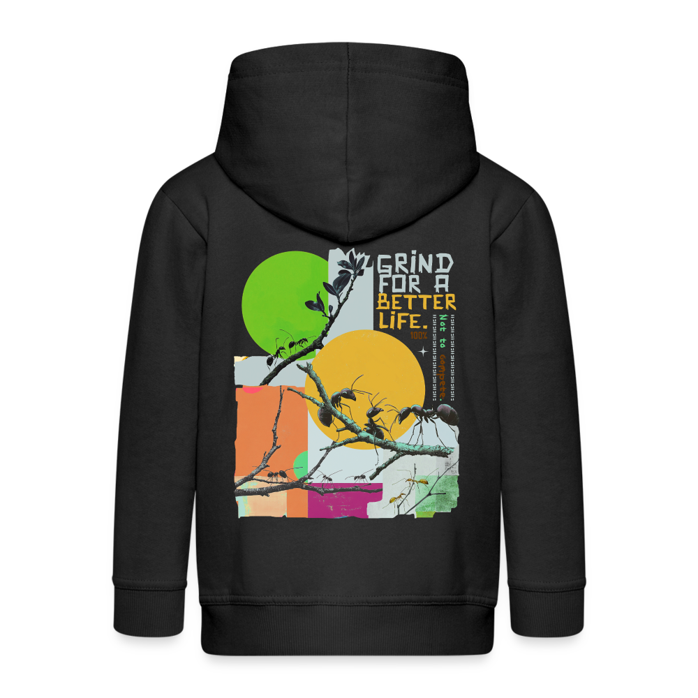 Draganis, Ameisen, 1st | Kinder Zip Hoodie - Schwarz