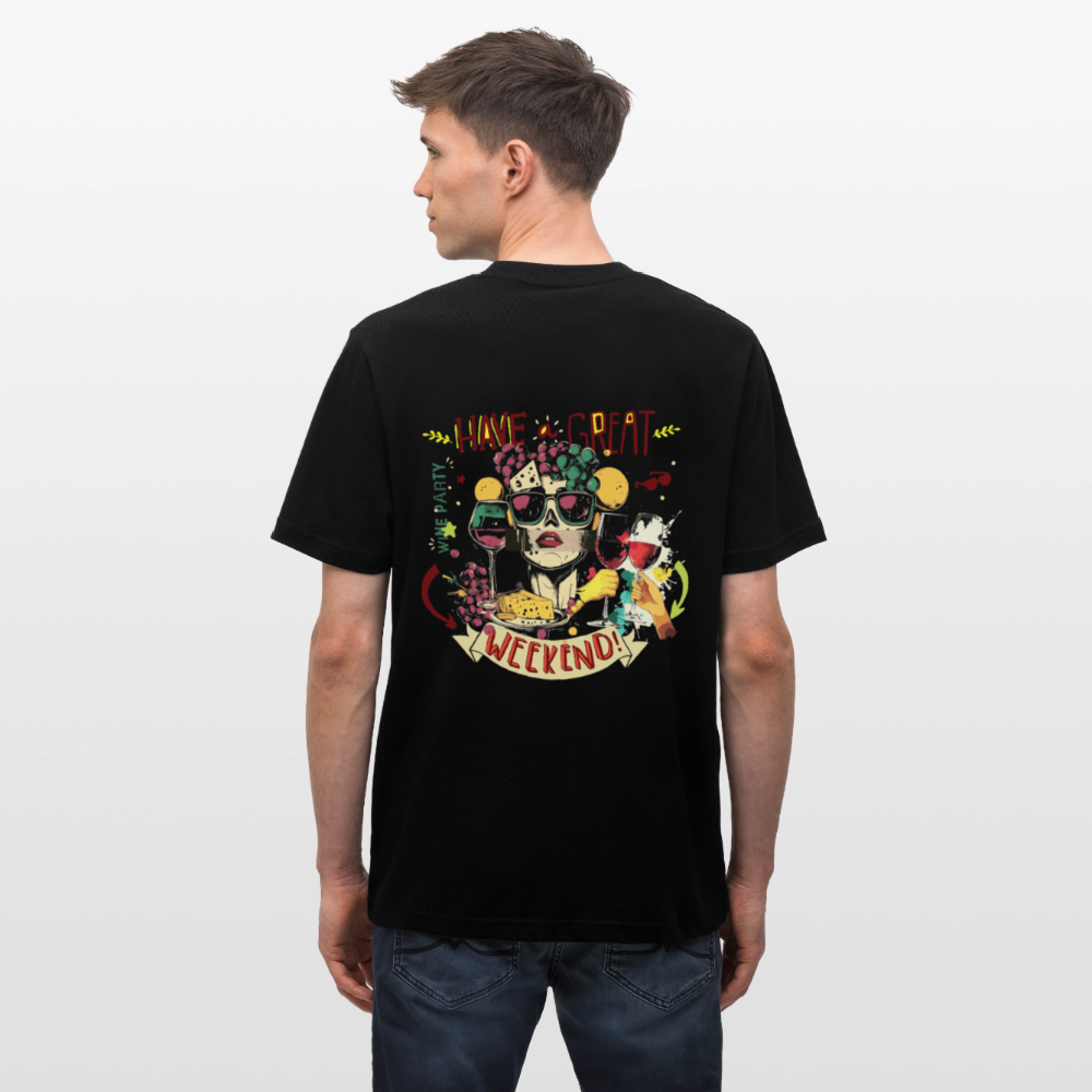 Ruh, Trauben, 1st | Essential, Relaxed Fit Unisex Bio T-Shirt - Schwarz