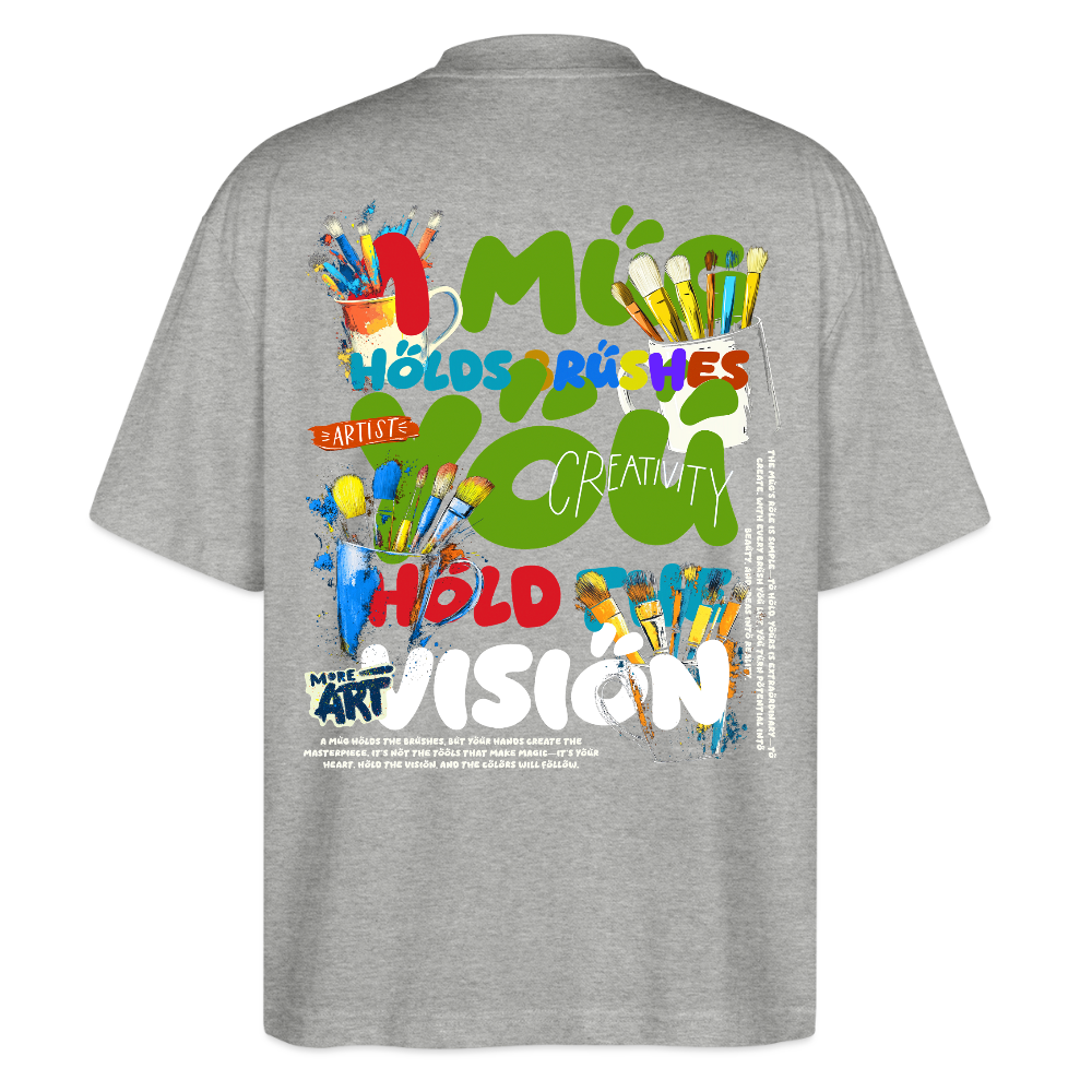 Thesean, Pinsel, 1st | Blaster, Oversize Bio T-Shirt, Unisex - Grau meliert