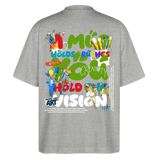 Thesean, Pinsel, 1st | Blaster, Oversize Bio T-Shirt, Unisex - Grau meliert