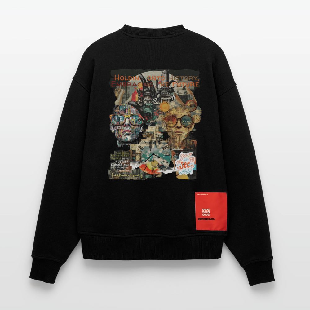 Huitzilopochtli, Gesichter, 1st | Heavyweight Oversized Bio Sweater, Unisex - SOLID BLACK