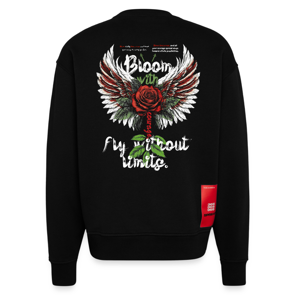 Amaterasu , Engelsflügel, 1st | Heavyweight Oversized Bio Sweater, Unisex - SOLID BLACK