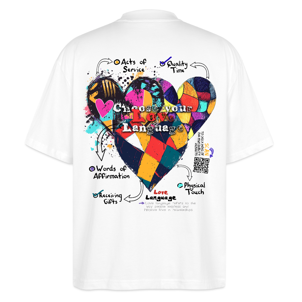 Baldurion, Herzen, 1st | Blaster, Oversize Bio T-Shirt, Unisex - Weiß