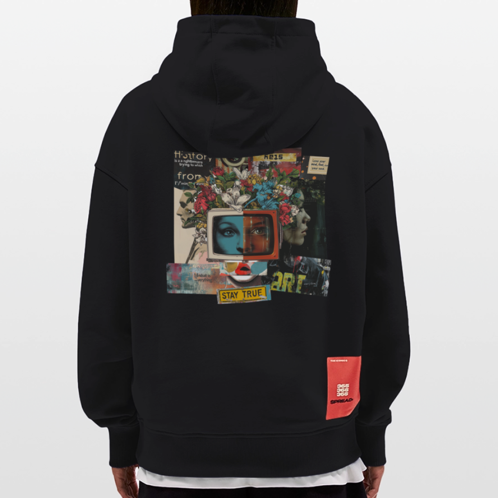 Baranê, Fernseher, 1st | Heavyweight Oversized Bio Hoodie, Unisex - SOLID BLACK