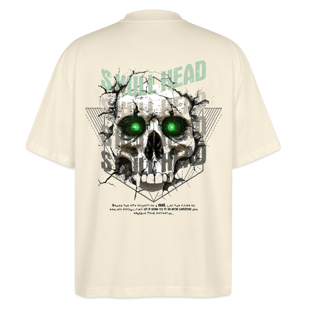 Gliesaron, Totenkopf, 1st | Blaster, Oversize Bio T-Shirt, Unisex - Weißgrau