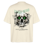 Gliesaron, Totenkopf, 1st | Blaster, Oversize Bio T-Shirt, Unisex - Weißgrau