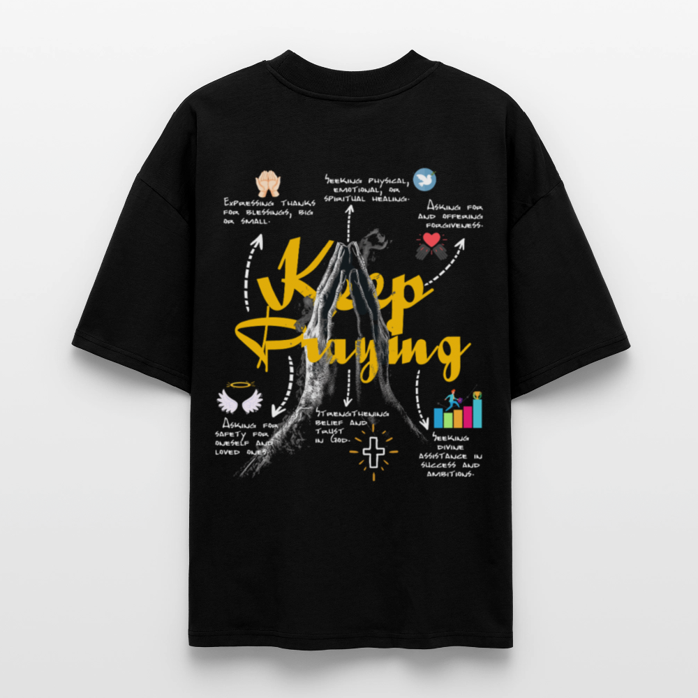 Maian, Beten, 1st | Blaster, Oversize Bio T-Shirt, Unisex - Schwarz